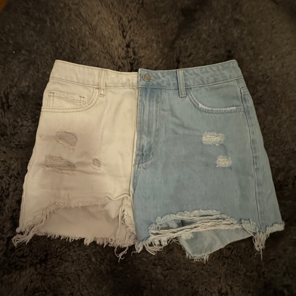 Color Block Jean Shorts